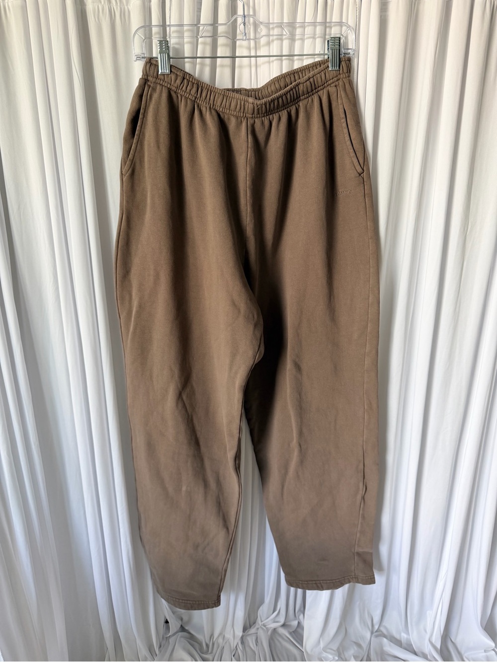 Garage Brown Elastic-Waist Sweat Pants